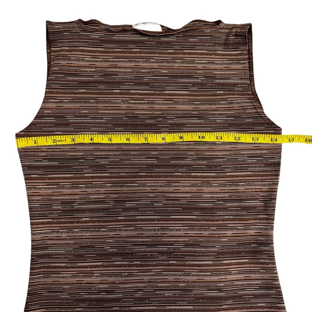 Vol. 1 Brown Metallic Stripe Tank Top Size Large Small Metallic Stripes Vintage - Picture 4 of 7